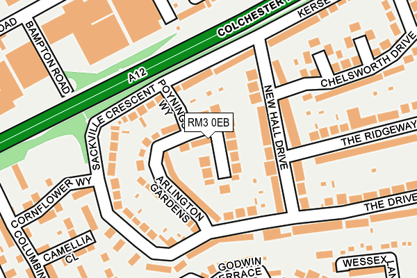RM3 0EB map - OS OpenMap – Local (Ordnance Survey)