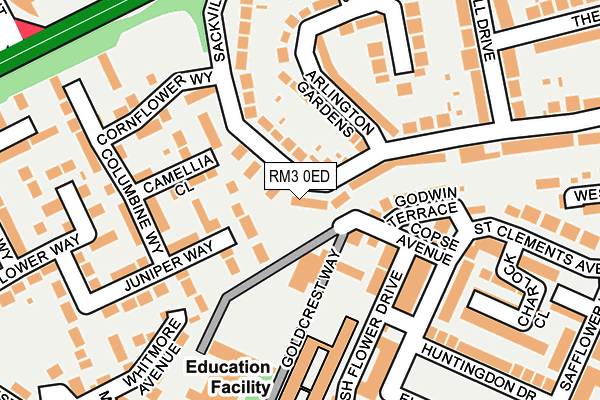 RM3 0ED map - OS OpenMap – Local (Ordnance Survey)