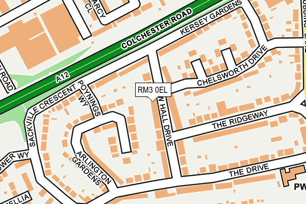 RM3 0EL map - OS OpenMap – Local (Ordnance Survey)