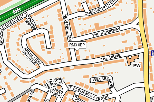RM3 0EP map - OS OpenMap – Local (Ordnance Survey)