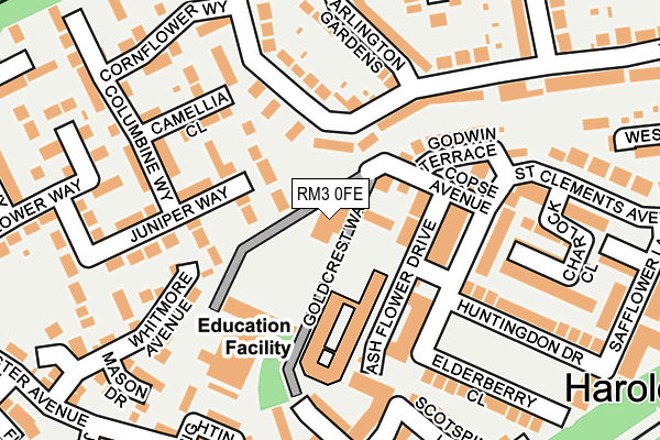 RM3 0FE map - OS OpenMap – Local (Ordnance Survey)
