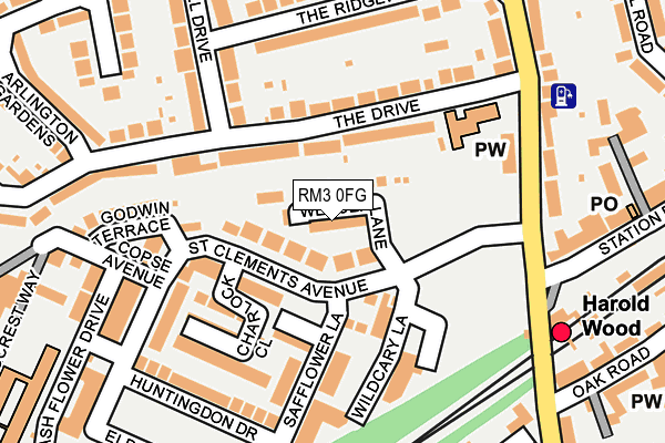RM3 0FG map - OS OpenMap – Local (Ordnance Survey)
