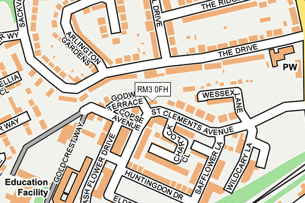 RM3 0FH map - OS OpenMap – Local (Ordnance Survey)