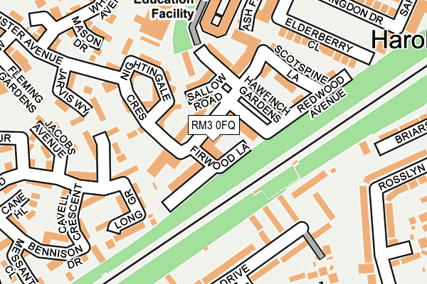 RM3 0FQ map - OS OpenMap – Local (Ordnance Survey)
