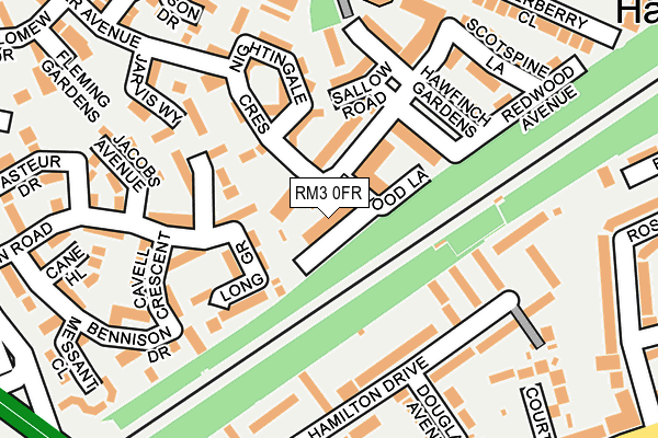 RM3 0FR map - OS OpenMap – Local (Ordnance Survey)