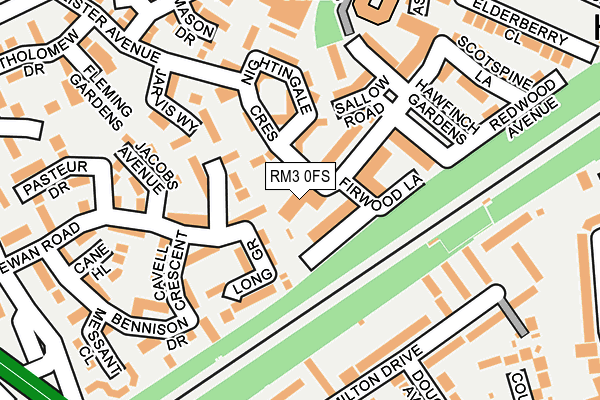 RM3 0FS map - OS OpenMap – Local (Ordnance Survey)