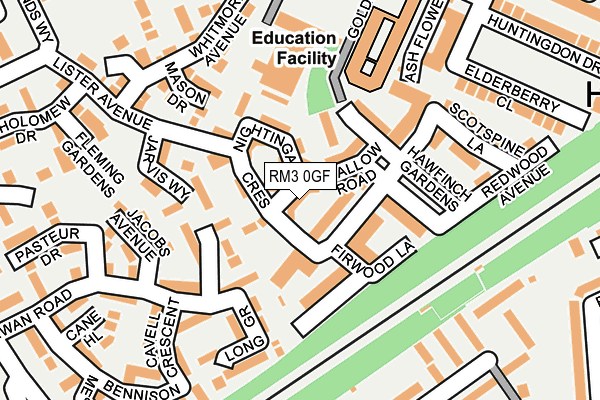 RM3 0GF map - OS OpenMap – Local (Ordnance Survey)