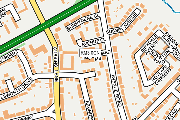 RM3 0GN map - OS OpenMap – Local (Ordnance Survey)
