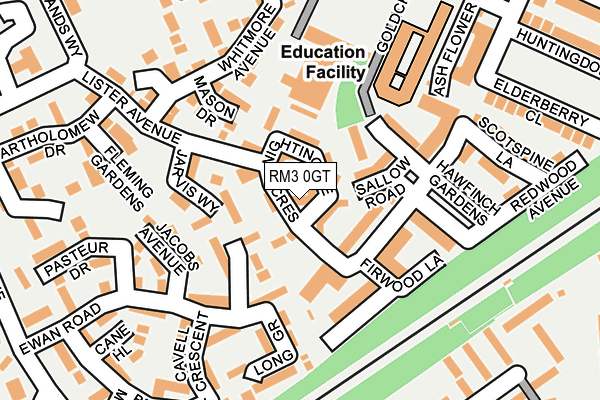 RM3 0GT map - OS OpenMap – Local (Ordnance Survey)