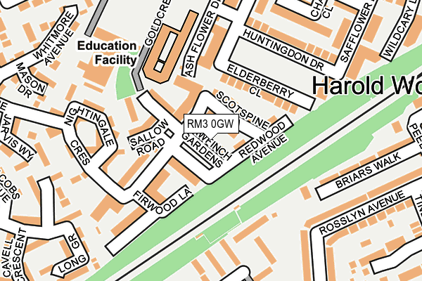 RM3 0GW map - OS OpenMap – Local (Ordnance Survey)