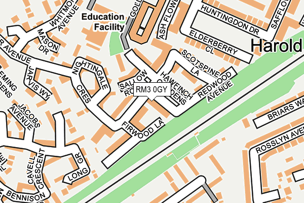 RM3 0GY map - OS OpenMap – Local (Ordnance Survey)
