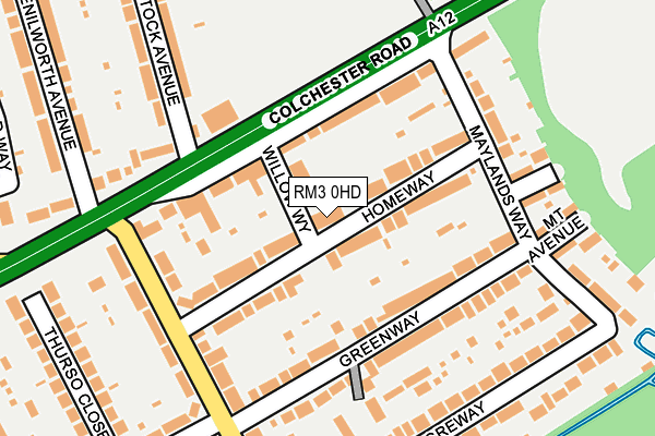 RM3 0HD map - OS OpenMap – Local (Ordnance Survey)