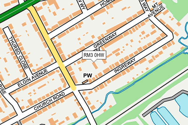 RM3 0HW map - OS OpenMap – Local (Ordnance Survey)