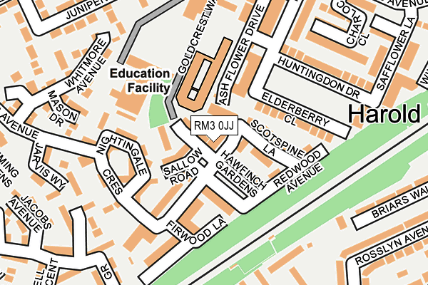 RM3 0JJ map - OS OpenMap – Local (Ordnance Survey)