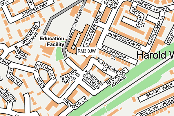 RM3 0JW map - OS OpenMap – Local (Ordnance Survey)
