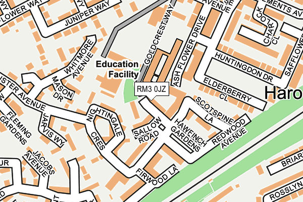 RM3 0JZ map - OS OpenMap – Local (Ordnance Survey)