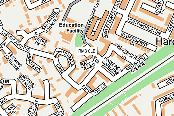 RM3 0LB map - OS OpenMap – Local (Ordnance Survey)