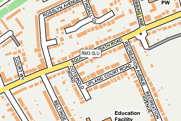 RM3 0LU map - OS OpenMap – Local (Ordnance Survey)