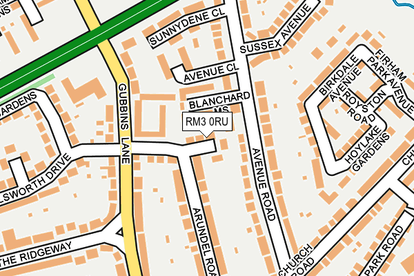 RM3 0RU map - OS OpenMap – Local (Ordnance Survey)