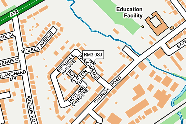 RM3 0SJ map - OS OpenMap – Local (Ordnance Survey)