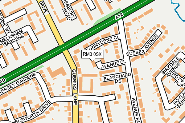RM3 0SX map - OS OpenMap – Local (Ordnance Survey)