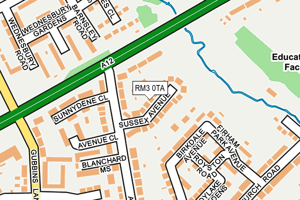 RM3 0TA map - OS OpenMap – Local (Ordnance Survey)