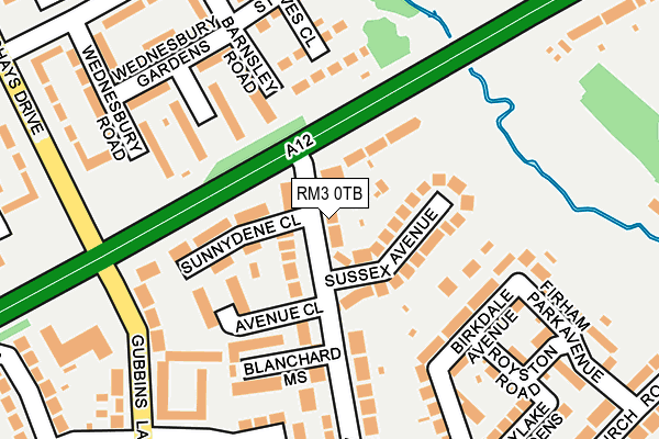RM3 0TB map - OS OpenMap – Local (Ordnance Survey)