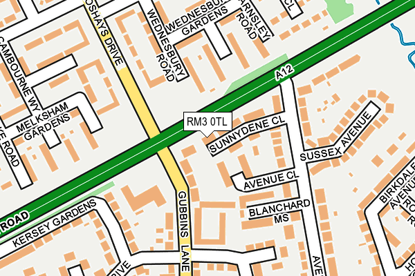 RM3 0TL map - OS OpenMap – Local (Ordnance Survey)