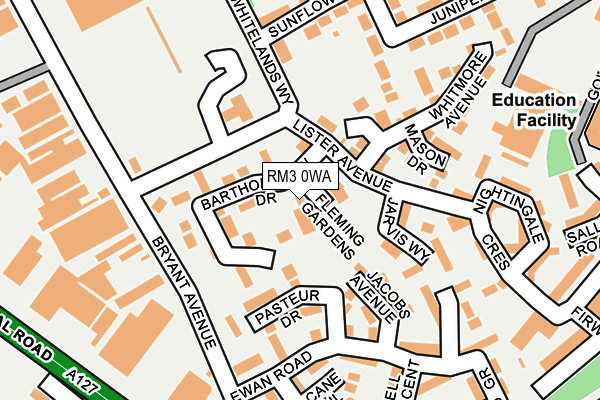 RM3 0WA map - OS OpenMap – Local (Ordnance Survey)