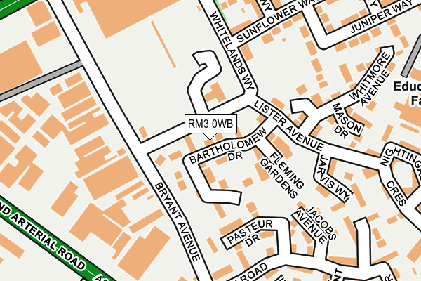 RM3 0WB map - OS OpenMap – Local (Ordnance Survey)