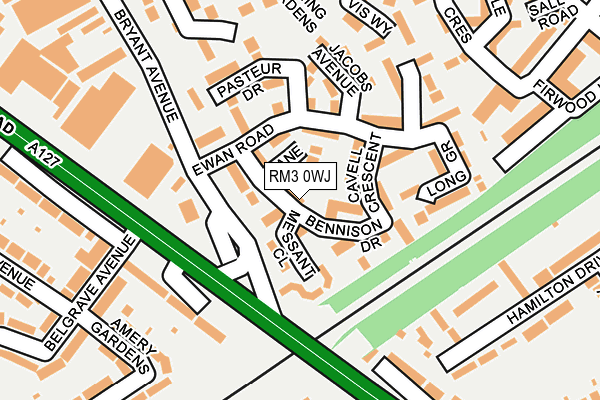RM3 0WJ map - OS OpenMap – Local (Ordnance Survey)