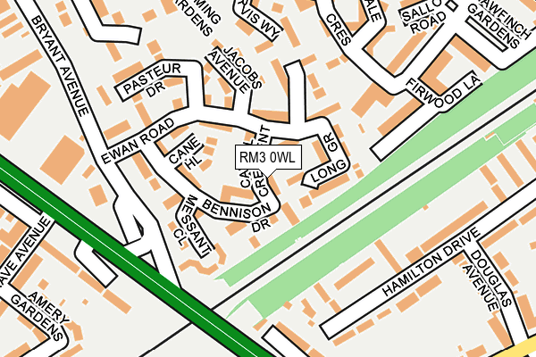 RM3 0WL map - OS OpenMap – Local (Ordnance Survey)