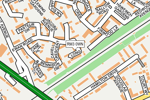 RM3 0WN map - OS OpenMap – Local (Ordnance Survey)