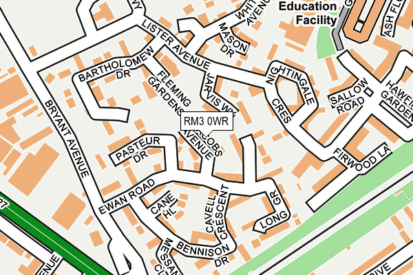 RM3 0WR map - OS OpenMap – Local (Ordnance Survey)