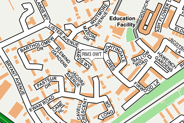 RM3 0WT map - OS OpenMap – Local (Ordnance Survey)