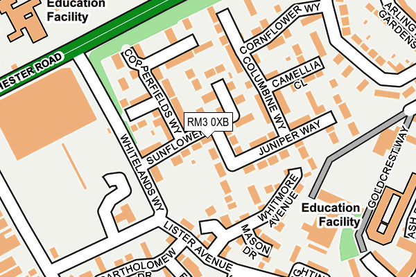 RM3 0XB map - OS OpenMap – Local (Ordnance Survey)