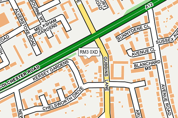 RM3 0XD map - OS OpenMap – Local (Ordnance Survey)