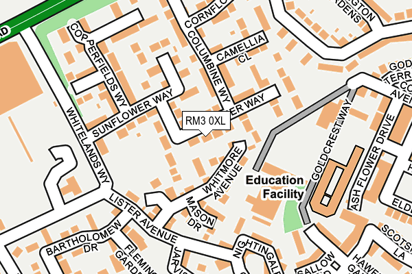 RM3 0XL map - OS OpenMap – Local (Ordnance Survey)