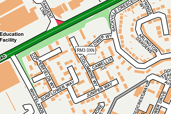 RM3 0XN map - OS OpenMap – Local (Ordnance Survey)