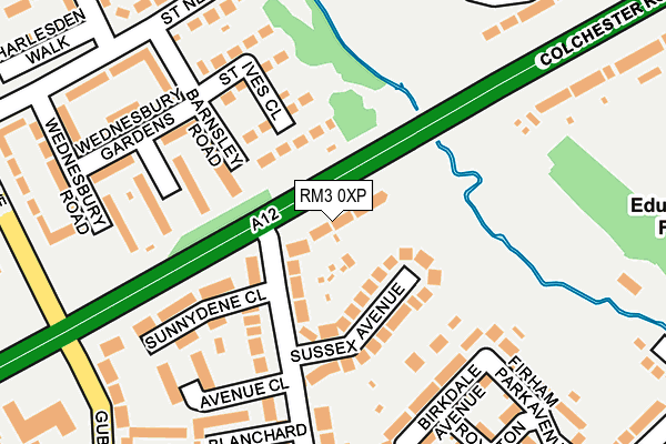 RM3 0XP map - OS OpenMap – Local (Ordnance Survey)