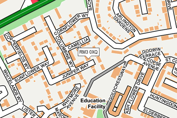 RM3 0XQ map - OS OpenMap – Local (Ordnance Survey)