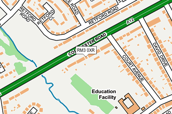 RM3 0XR map - OS OpenMap – Local (Ordnance Survey)