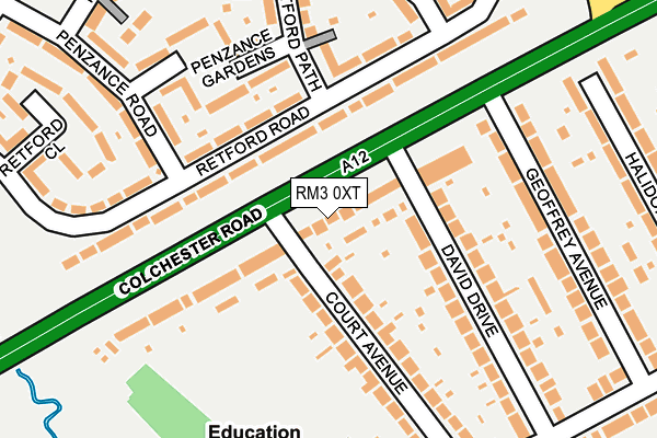 RM3 0XT map - OS OpenMap – Local (Ordnance Survey)