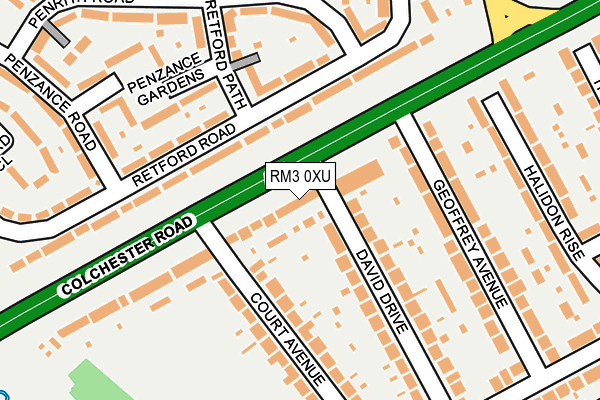 RM3 0XU map - OS OpenMap – Local (Ordnance Survey)