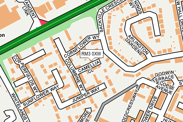 RM3 0XW map - OS OpenMap – Local (Ordnance Survey)