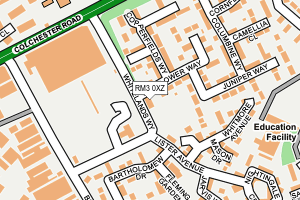 RM3 0XZ map - OS OpenMap – Local (Ordnance Survey)