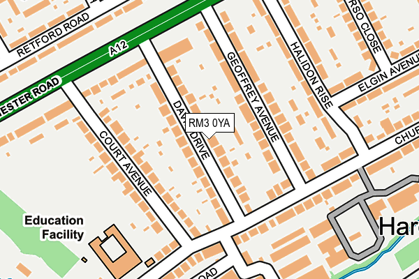 RM3 0YA map - OS OpenMap – Local (Ordnance Survey)