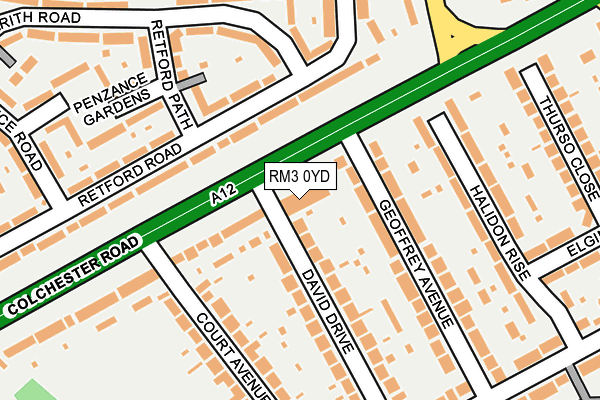 RM3 0YD map - OS OpenMap – Local (Ordnance Survey)