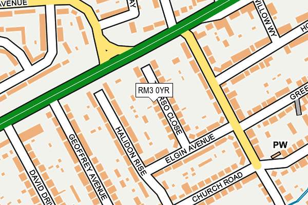 RM3 0YR map - OS OpenMap – Local (Ordnance Survey)