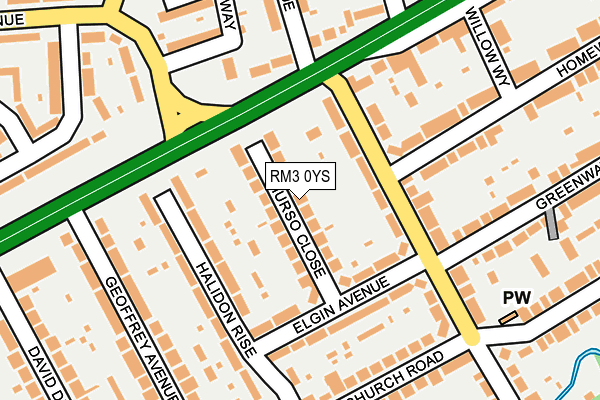 RM3 0YS map - OS OpenMap – Local (Ordnance Survey)